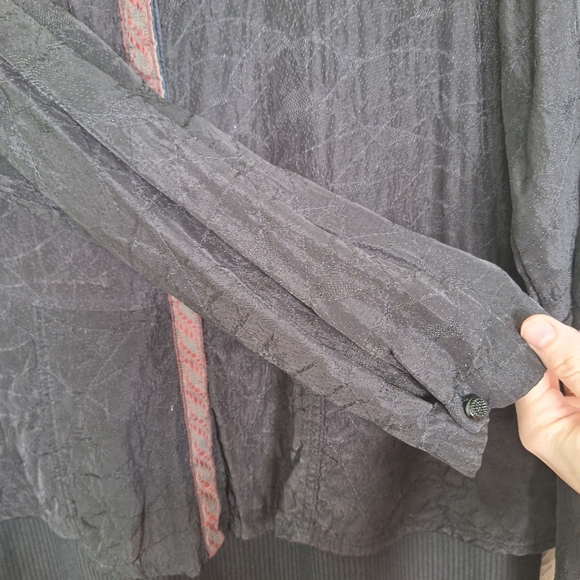 Flax Romantic Gothic Style Textured 2 In 1 Dress Long Sleeve Snap Button M - Picture 7 of 13